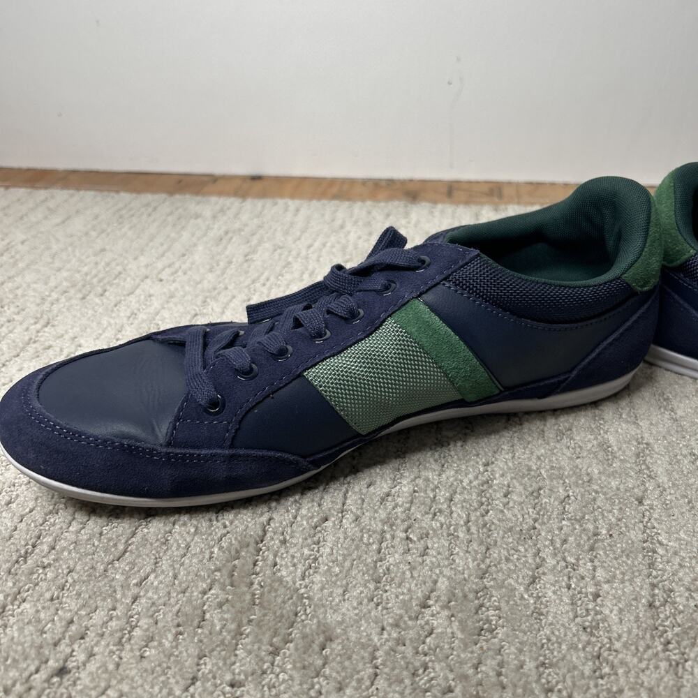 Lacoste Men Shoes Chaymon 123 2 Navy Green Leather Casual Sneakers Shoes Sz 11 - Picture 8 of 11